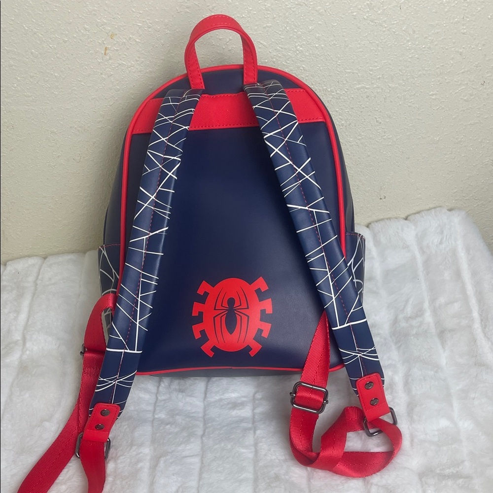 Marvel Spider-Man Loungefly Backpack with Red and Blue Design - Picture 3 of 11